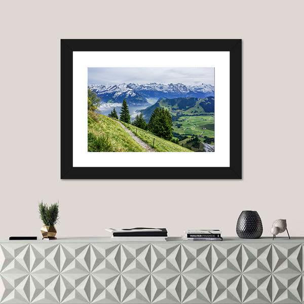 Walk Way On Mountain Canvas Wall Art-1 Piece-Framed Print-20" x 16"-Tiaracle