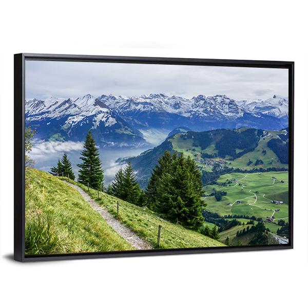 Walk Way On Mountain Canvas Wall Art-3 Horizontal-Gallery Wrap-25" x 16"-Tiaracle