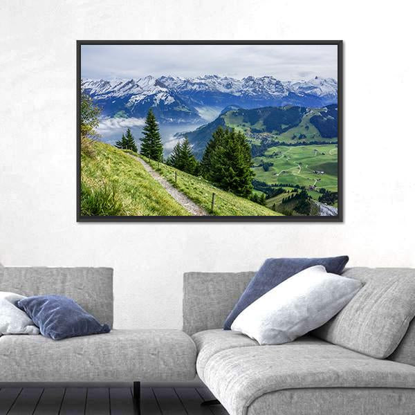 Walk Way On Mountain Canvas Wall Art-3 Horizontal-Gallery Wrap-25" x 16"-Tiaracle