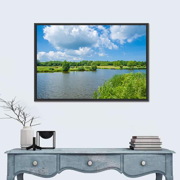 Wallsee Lake Canvas Wall Art-1 Piece-Floating Frame-24" x 16"-Tiaracle