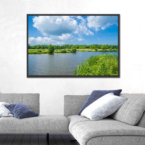 Wallsee Lake Canvas Wall Art-3 Horizontal-Gallery Wrap-25" x 16"-Tiaracle