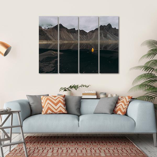 Wanderlust Explorer In Iceland Canvas Wall Art-4 Horizontal-Gallery Wrap-34" x 24"-Tiaracle