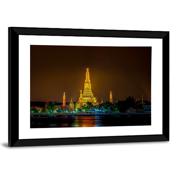 Wat Arun Ratchawararam Temple Bangkok Canvas Wall Art-5 Horizontal-Gallery Wrap-22" x 12"-Tiaracle