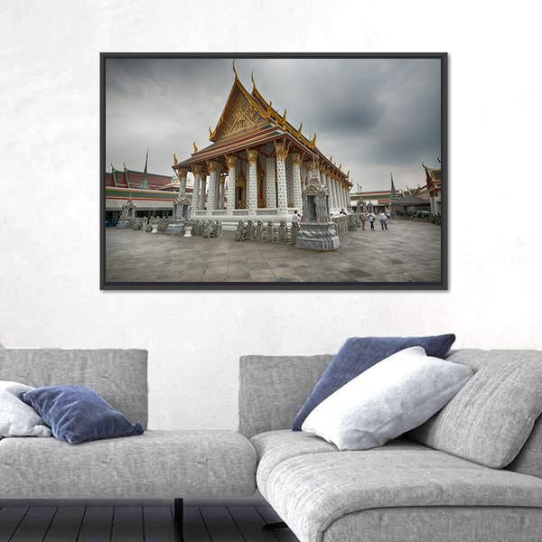 Wat Arun Temple In Bangkok Thailand Canvas Wall Art-5 Horizontal-Gallery Wrap-22" x 12"-Tiaracle