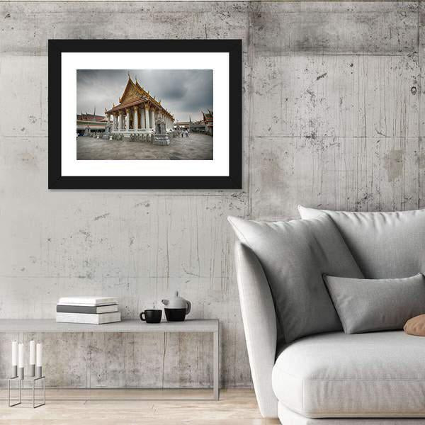 Wat Arun Temple In Bangkok Thailand Canvas Wall Art-5 Horizontal-Gallery Wrap-22" x 12"-Tiaracle