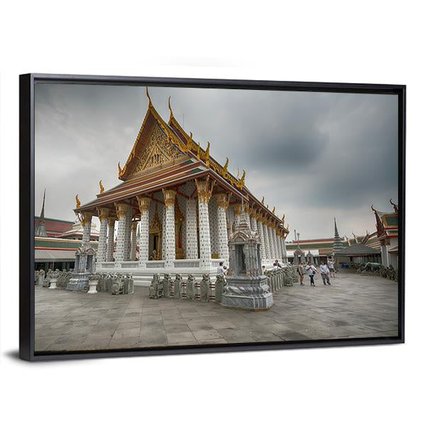 Wat Arun Temple In Bangkok Thailand Canvas Wall Art-5 Horizontal-Gallery Wrap-22" x 12"-Tiaracle