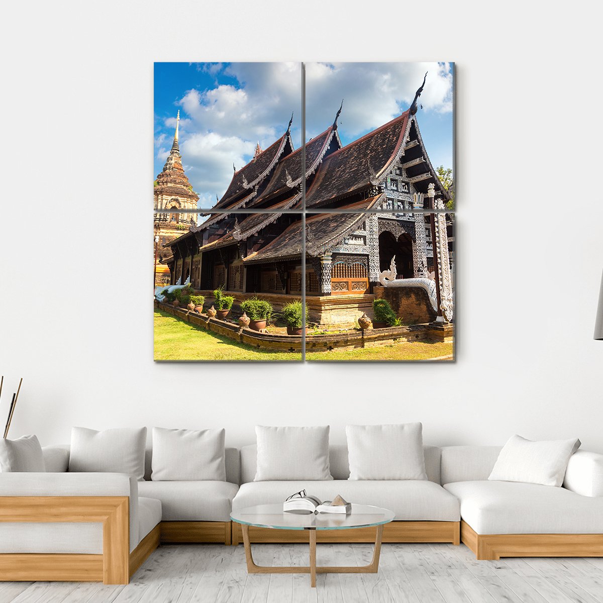 Wat Lok Molee Buddhists Temple In Thailand Canvas Wall Art-4 Square-Gallery Wrap-17&quot; x 17&quot;-Tiaracle