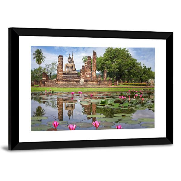 Wat Mahathat in Sukhothai Historical Park Thailand Canvas Wall Art-3 Horizontal-Gallery Wrap-25" x 16"-Tiaracle