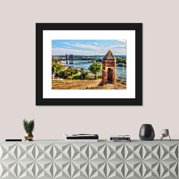 Watch Tower On The Kalemegdan Fortress Canvas Wall Art-1 Piece-Framed Print-42" x 14"-Tiaracle