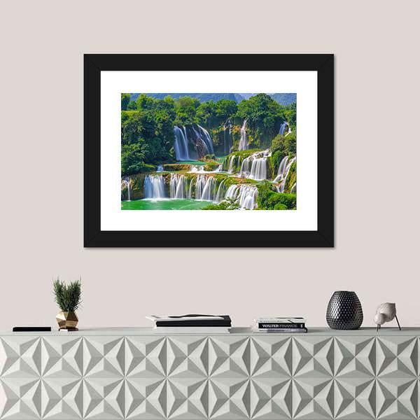 Waterfall Detian Canvas Wall Art-1 Piece-Framed Print-42" x 14"-Tiaracle