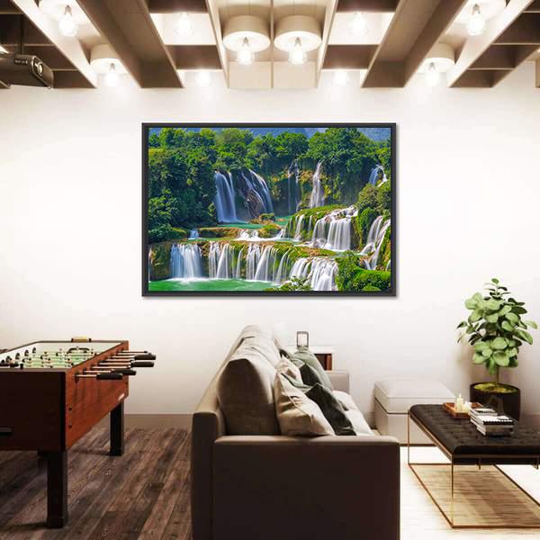 Waterfall Detian Canvas Wall Art-5 Horizontal-Gallery Wrap-22" x 12"-Tiaracle