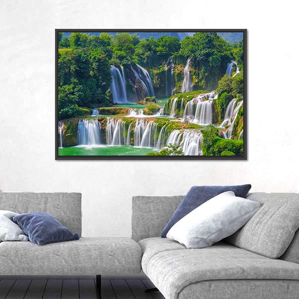 Waterfall Detian Canvas Wall Art-5 Horizontal-Gallery Wrap-22" x 12"-Tiaracle