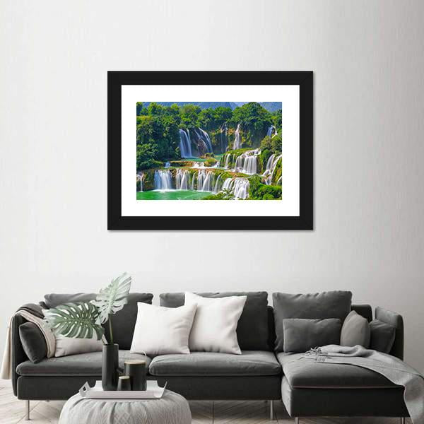Waterfall Detian Canvas Wall Art-5 Horizontal-Gallery Wrap-22" x 12"-Tiaracle