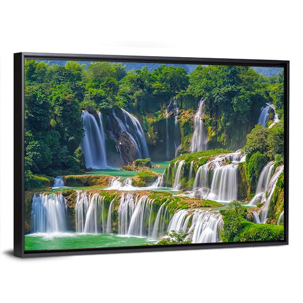 Waterfall Detian Canvas Wall Art-5 Horizontal-Gallery Wrap-22" x 12"-Tiaracle