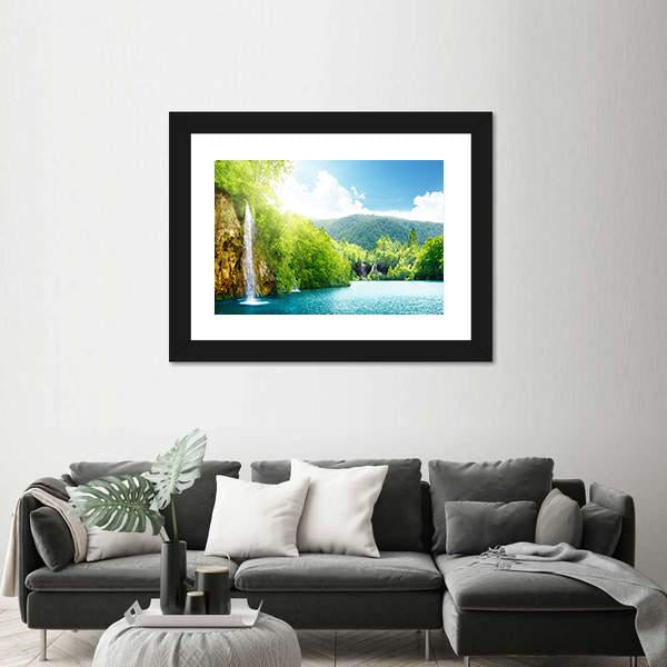 Waterfall In Croatia Canvas Wall Art-5 Horizontal-Gallery Wrap-22" x 12"-Tiaracle