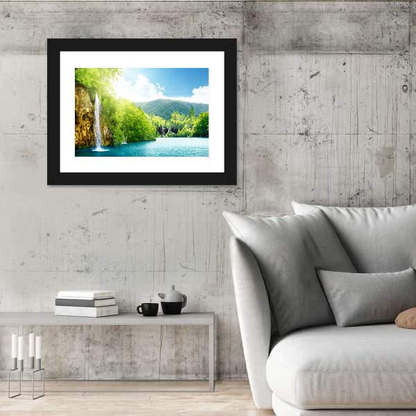 Waterfall In Croatia Canvas Wall Art-5 Horizontal-Gallery Wrap-22" x 12"-Tiaracle
