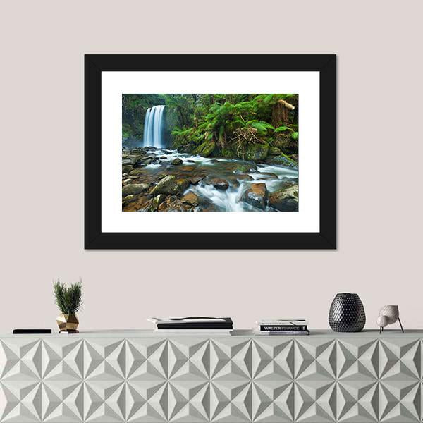 Waterfall In Great Otway National Australia Canvas Wall Art-1 Piece-Framed Print-30" x 20"-Tiaracle