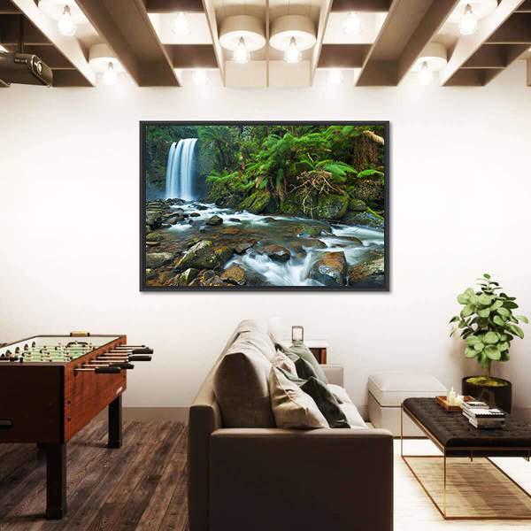 Waterfall In Great Otway National Australia Canvas Wall Art-5 Horizontal-Gallery Wrap-22" x 12"-Tiaracle