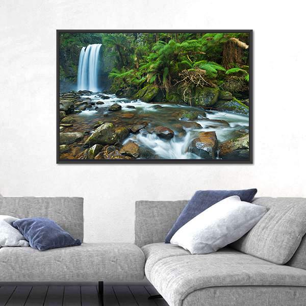 Waterfall In Great Otway National Australia Canvas Wall Art-5 Horizontal-Gallery Wrap-22" x 12"-Tiaracle