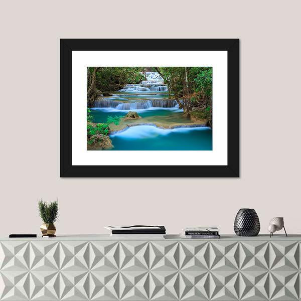 Waterfall In Kanchanaburi Thailand Canvas Wall Art-1 Piece-Framed Print-30" x 20"-Tiaracle