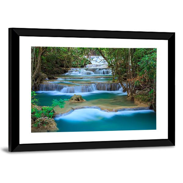 Waterfall In Kanchanaburi Thailand Canvas Wall Art-5 Horizontal-Gallery Wrap-22" x 12"-Tiaracle