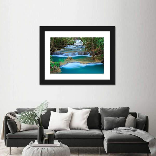 Waterfall In Kanchanaburi Thailand Canvas Wall Art-5 Horizontal-Gallery Wrap-22" x 12"-Tiaracle