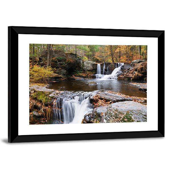 Waterfall In Mountain Canvas Wall Art-5 Horizontal-Gallery Wrap-22" x 12"-Tiaracle