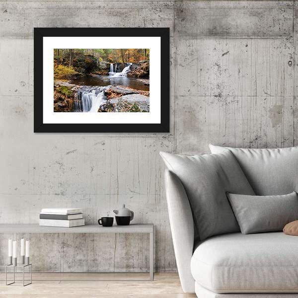 Waterfall In Mountain Canvas Wall Art-5 Horizontal-Gallery Wrap-22" x 12"-Tiaracle