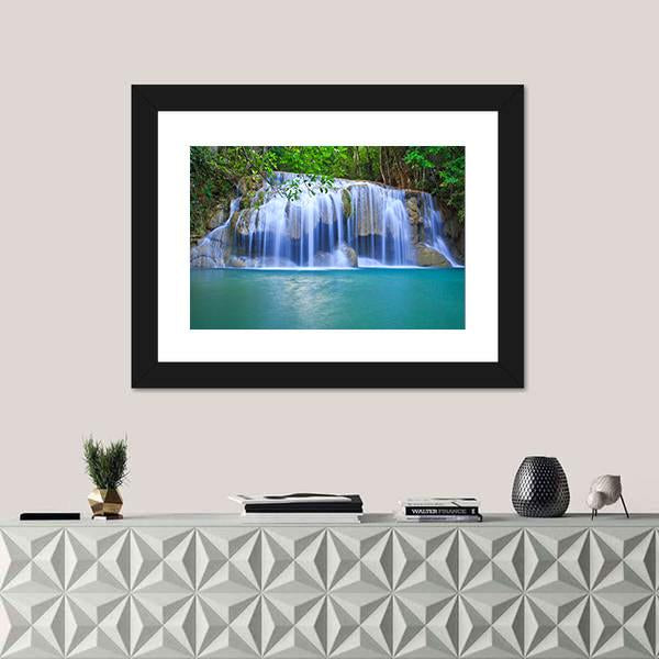 Waterfall In Thailand Canvas Wall Art-1 Piece-Framed Print-30" x 20"-Tiaracle