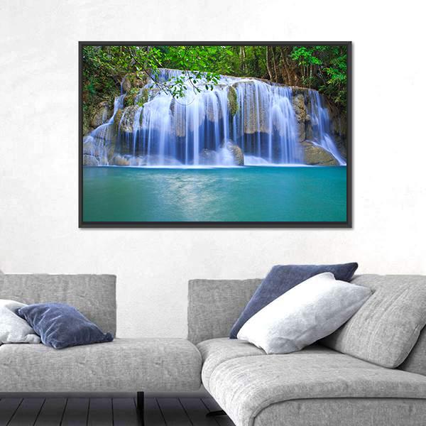 Waterfall In Thailand Canvas Wall Art-5 Horizontal-Gallery Wrap-22" x 12"-Tiaracle