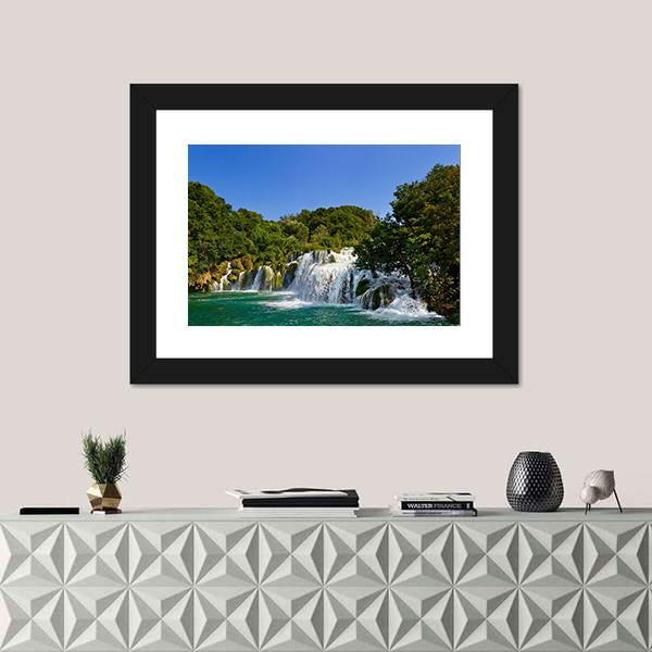 Waterfall Krka Croatia Canvas Wall Art-1 Piece-Framed Print-30" x 20"-Tiaracle