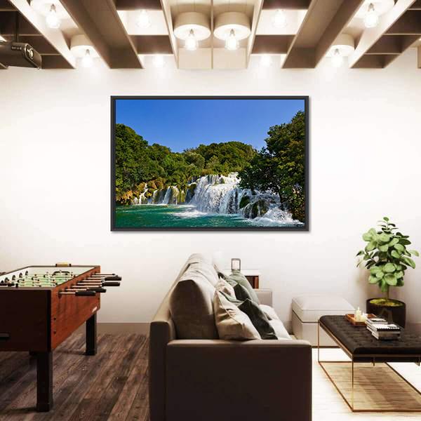 Waterfall Krka Croatia Canvas Wall Art-5 Horizontal-Gallery Wrap-22" x 12"-Tiaracle