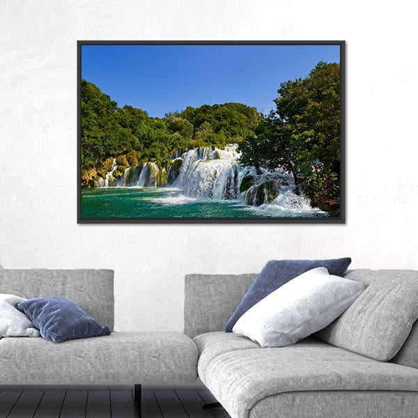 Waterfall Krka Croatia Canvas Wall Art-5 Horizontal-Gallery Wrap-22" x 12"-Tiaracle