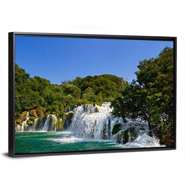 Waterfall Krka Croatia Canvas Wall Art-5 Horizontal-Gallery Wrap-22" x 12"-Tiaracle
