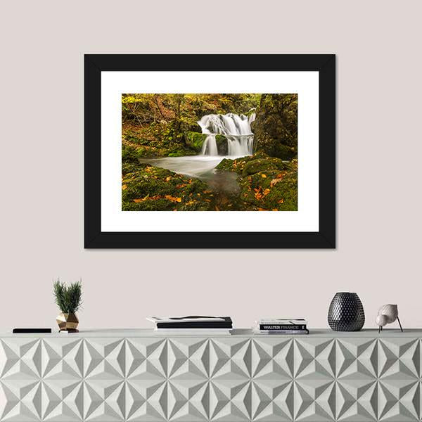 Waterfall Kropa In Voje Valley Canvas Wall Art-1 Piece-Framed Print-30" x 20"-Tiaracle