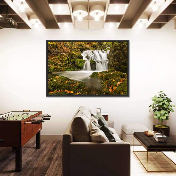 Waterfall Kropa In Voje Valley Canvas Wall Art-5 Horizontal-Gallery Wrap-22" x 12"-Tiaracle