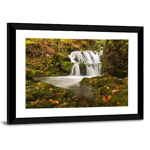Waterfall Kropa In Voje Valley Canvas Wall Art-5 Horizontal-Gallery Wrap-22" x 12"-Tiaracle
