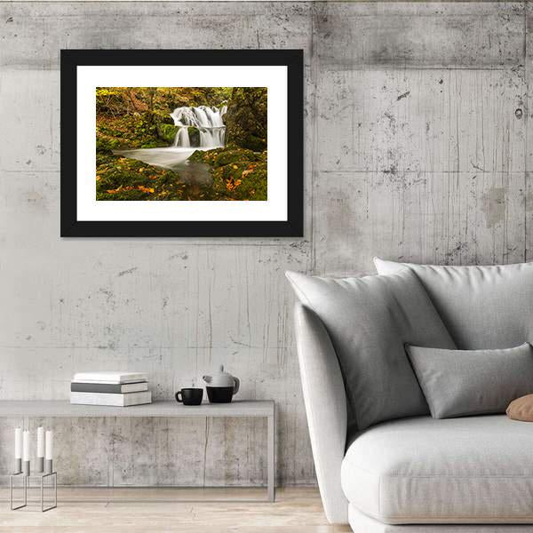 Waterfall Kropa In Voje Valley Canvas Wall Art-5 Horizontal-Gallery Wrap-22" x 12"-Tiaracle