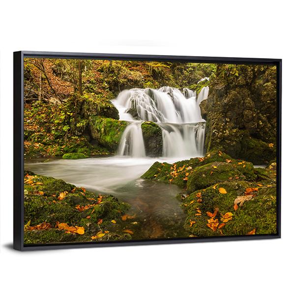 Waterfall Kropa In Voje Valley Canvas Wall Art-5 Horizontal-Gallery Wrap-22" x 12"-Tiaracle