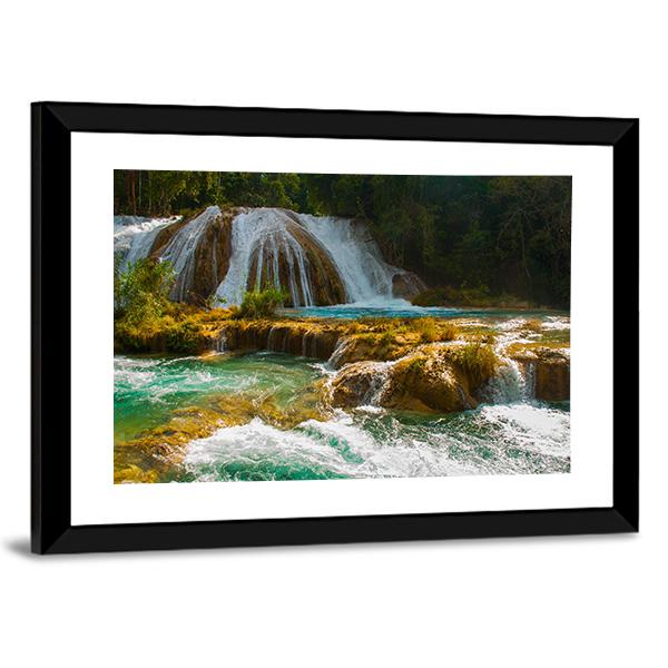 Waterfall Of Agua Azul Canvas Wall Art-5 Horizontal-Gallery Wrap-22" x 12"-Tiaracle