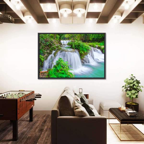 Waterfall Of Island Of Siquijor Philippines Canvas Wall Art-1 Piece-Floating Frame-36" x 24"-Tiaracle