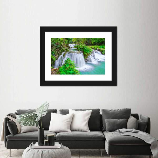 Waterfall Of Island Of Siquijor Philippines Canvas Wall Art-1 Piece-Framed Print-42" x 14"-Tiaracle