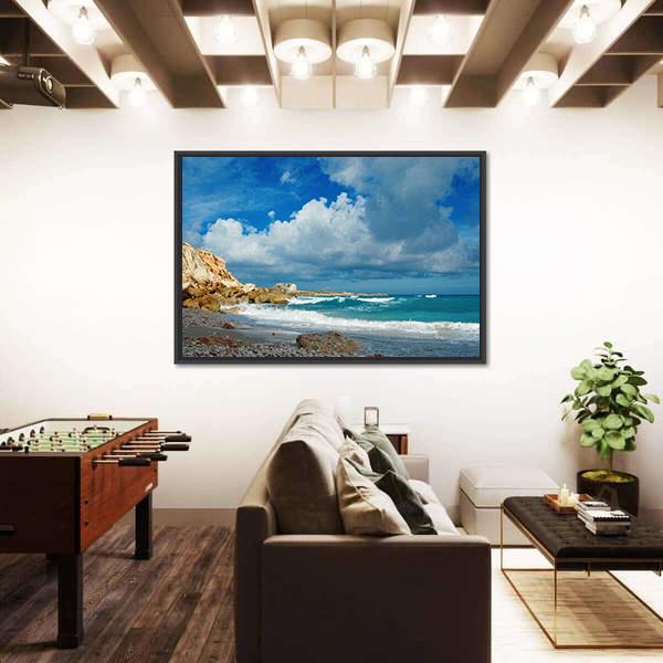 Waves On Remote Island Canvas Wall Art-3 Horizontal-Gallery Wrap-25" x 16"-Tiaracle
