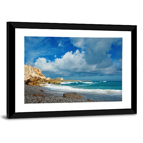 Waves On Remote Island Canvas Wall Art-3 Horizontal-Gallery Wrap-25" x 16"-Tiaracle