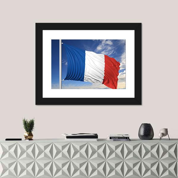Waving Flag Of France Canvas Wall Art-1 Piece-Framed Print-30" x 20"-Tiaracle