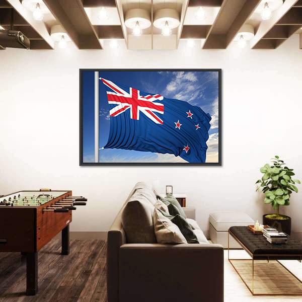 Waving Flag Of New Zealand Canvas Wall Art-5 Horizontal-Gallery Wrap-22" x 12"-Tiaracle