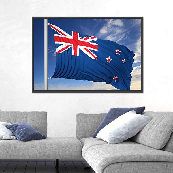 Waving Flag Of New Zealand Canvas Wall Art-5 Horizontal-Gallery Wrap-22" x 12"-Tiaracle