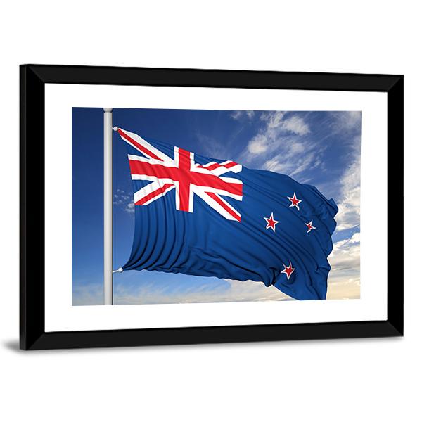 Waving Flag Of New Zealand Canvas Wall Art-5 Horizontal-Gallery Wrap-22" x 12"-Tiaracle