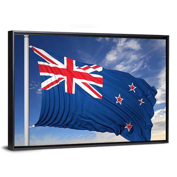 Waving Flag Of New Zealand Canvas Wall Art-5 Horizontal-Gallery Wrap-22" x 12"-Tiaracle