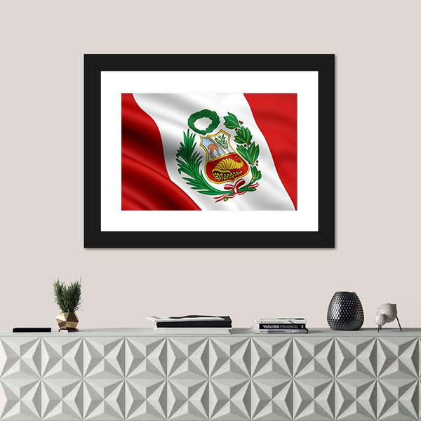 Waving Flag Of Peru Canvas Wall Art-1 Piece-Framed Print-20" x 16"-Tiaracle